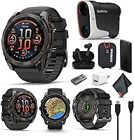 Garmin Fenix 8 51mm AMOLED Sapphire Multisport GPS Smartwatch - Carbon Gray DLC Titanium Bundle with Approach Z30 Golf Rangefinder