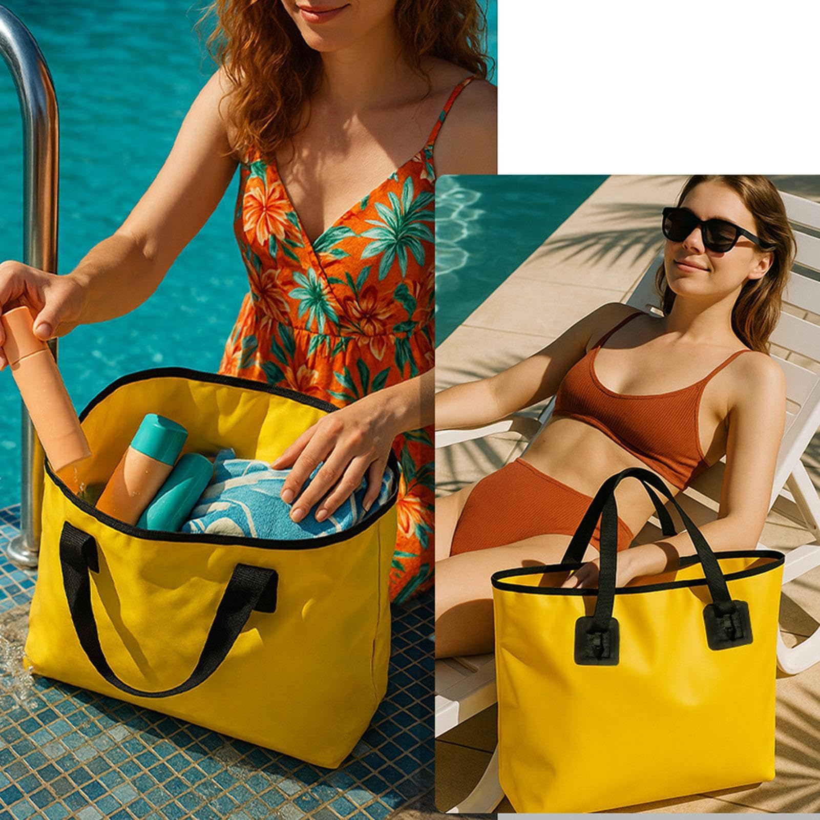 Bolsas de playa para mujer, plegables, ligeras, de gran capacidad, bolsa de malla para piscina para mujer, para viajes, vacaciones, viajes, lago, río, crucero, camping al aire libre, picnic
