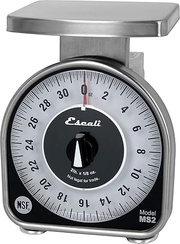 San Jamar Esfera mecánica de acero inoxidable, báscula de alimentoscocina, capacidad de 2 libras, acero inoxidable
