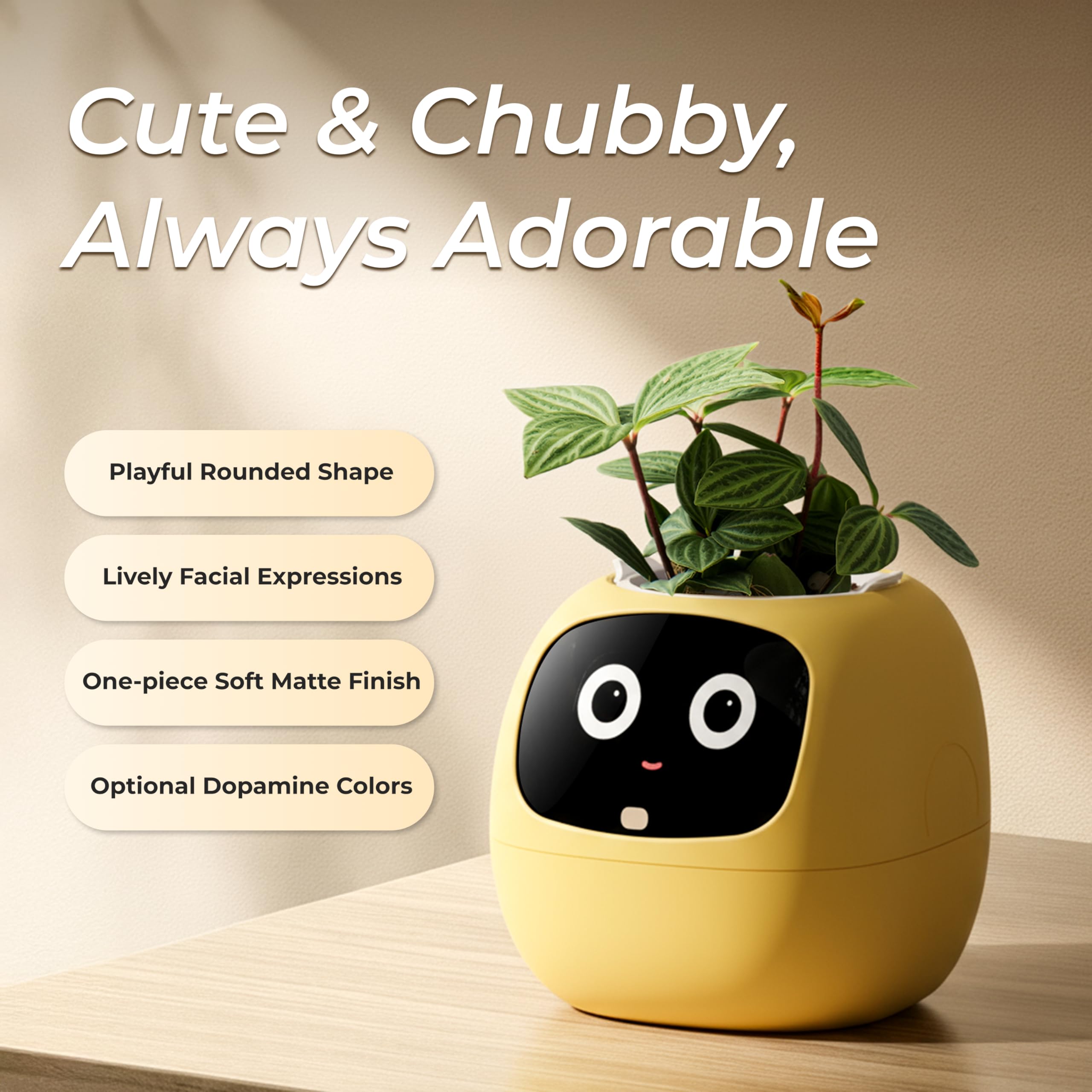 PLANTSIO Maceta inteligente de hiedra para decoración del hogar, plantas, compañera, configuración ordenada de escritorio, regalo, maceta para mascotas, guía robótica para el cuidado de plantas con