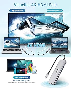 BYEASY USB C Hub, 7IN1 Docking Station, 4K HDMI, 100W PD