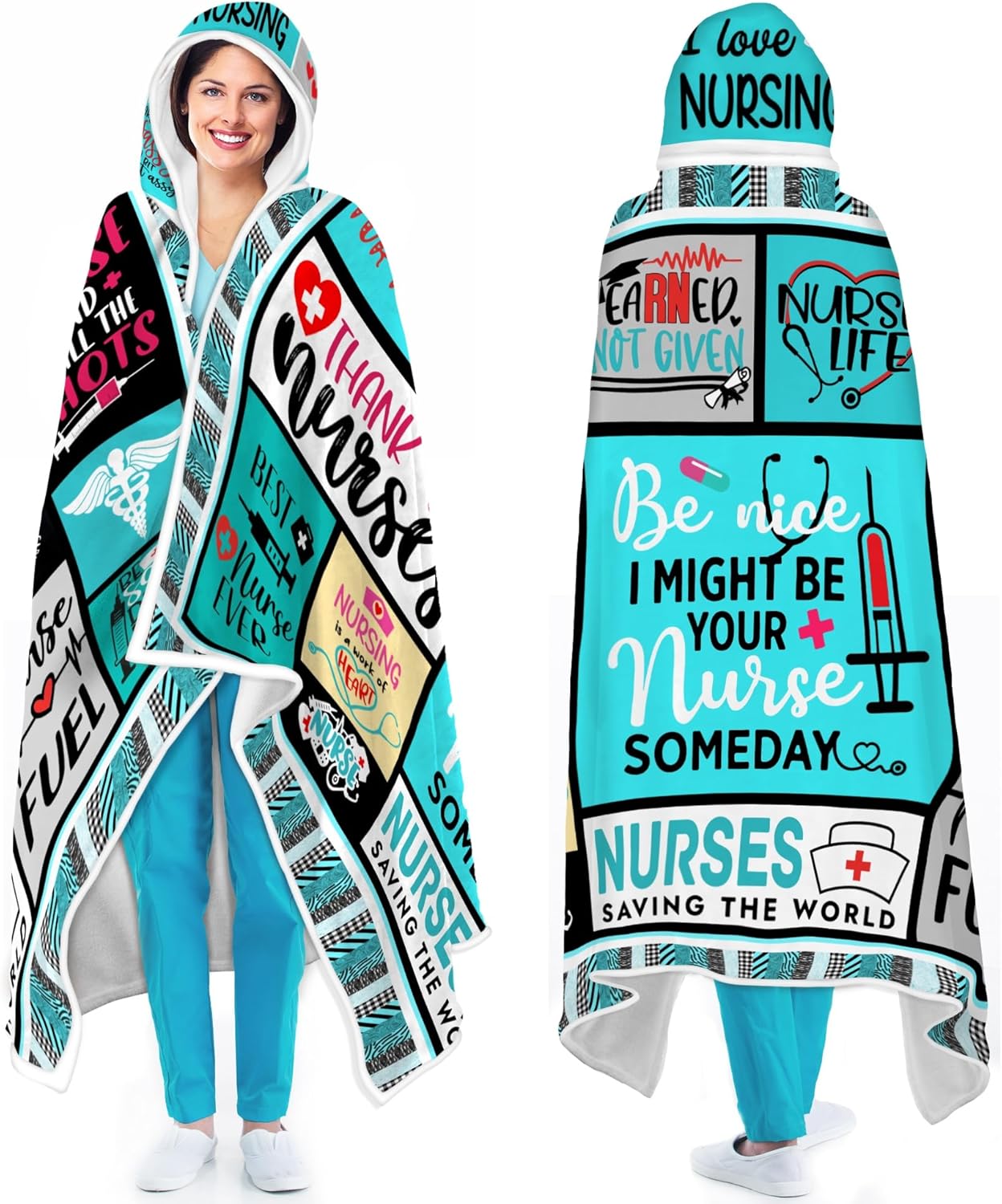 Hexagram Nurse Gifts for Women, Nurse Wearable Blanket, Appreciation Gifts for Nurse, Nurse Birthday Gifts, Best Nurse Ever Gifts, Coworker Presents for Nurse Blanket 72 x 48 inch A-nurse 72 x 48 inch