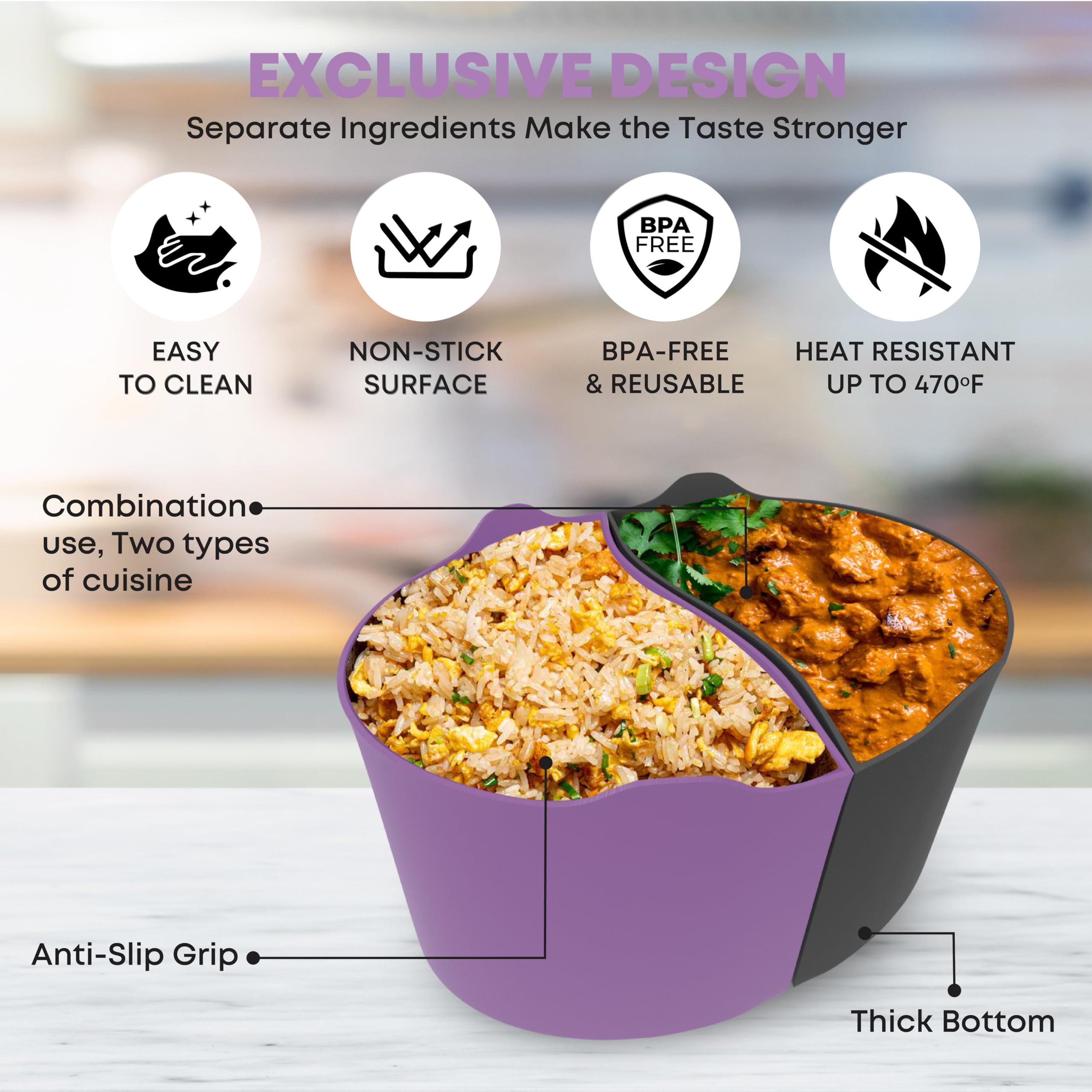 AMR 2in1 Slow Cooker Liners for 5-6 QT Crockpots, Silicone Crockpot Liner for Cooking 2 Dishes, Leak Proof & Dishwasher Safe