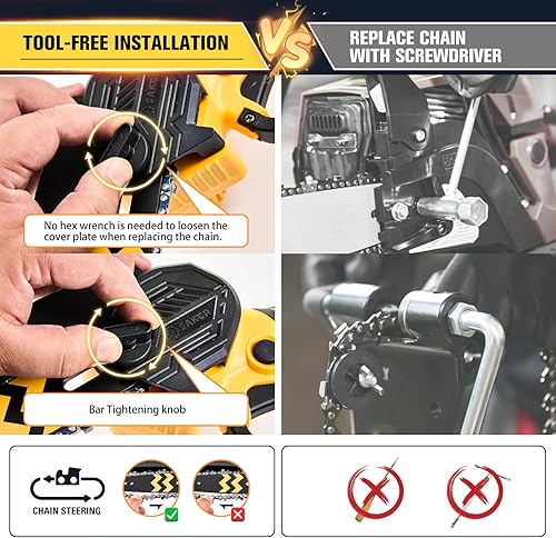 Miniatura 5 de Saker Mini motosierra inalámbrica de 6 pulgadas, bloqueo de seguridad, motosierra eléctrica inalámbrica, motosierra pequeña de mano para cortar