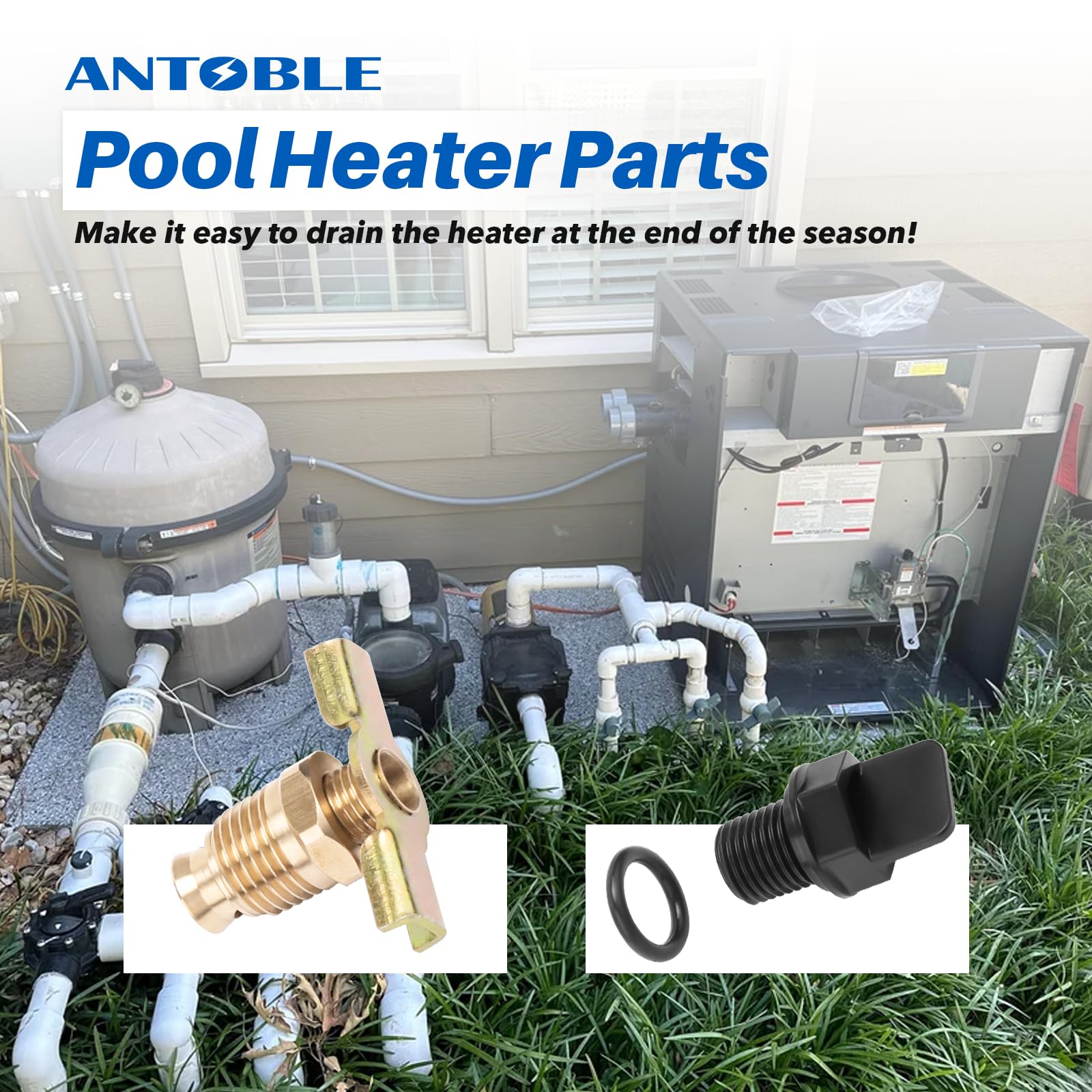 ANTOBLE 006721F Bouchon de vidange et pièces de rechange en laiton pour chauffage de piscine Raypak