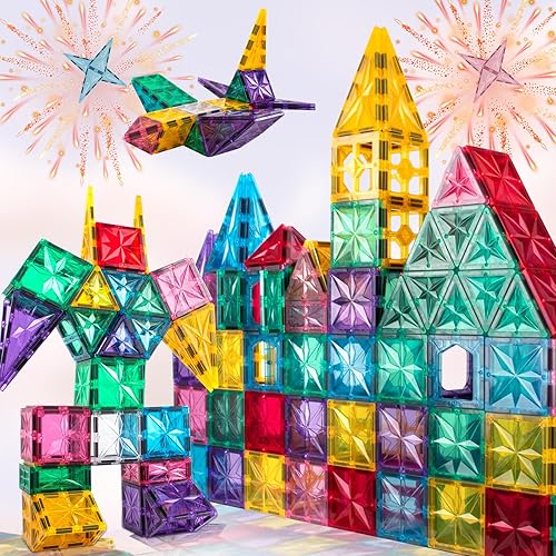 Jufay 108 piezas de azulejos magnéticos de diamante, rompecabezas de construcción con imán 3D, juguetes de bloques magnéticos, juguete educativo disponible en Yaxa Colombia