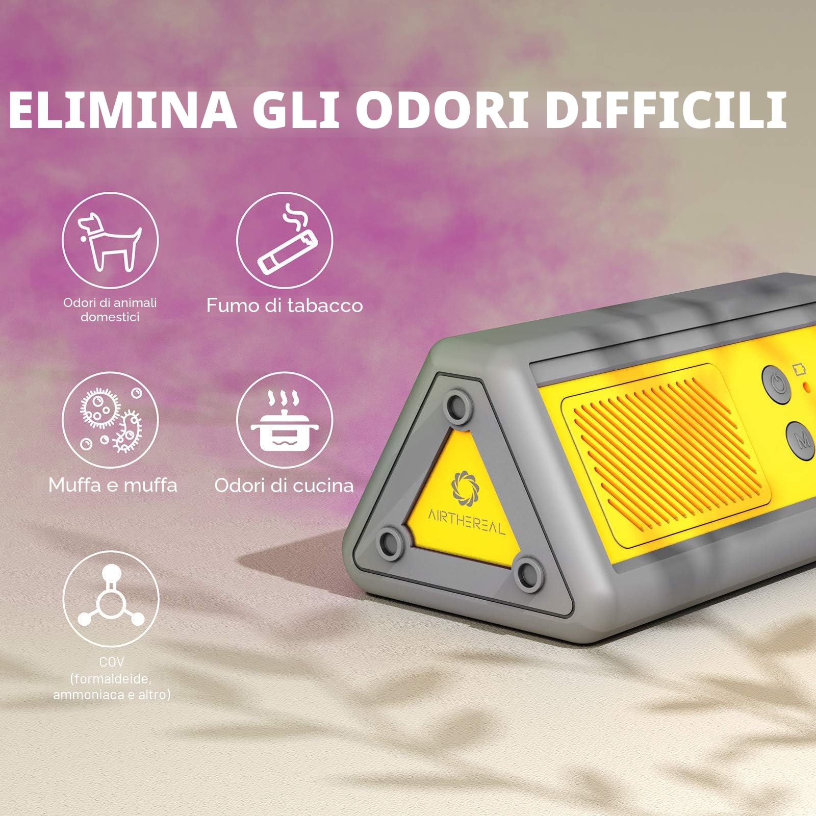 Airthereal PA1K-GO Generatore di ozono portatile – Eliminatore di odori senza fili a batteria per auto, camere d’albergo, uffici, bagni e altri piccoli ambienti (blu-arancione)