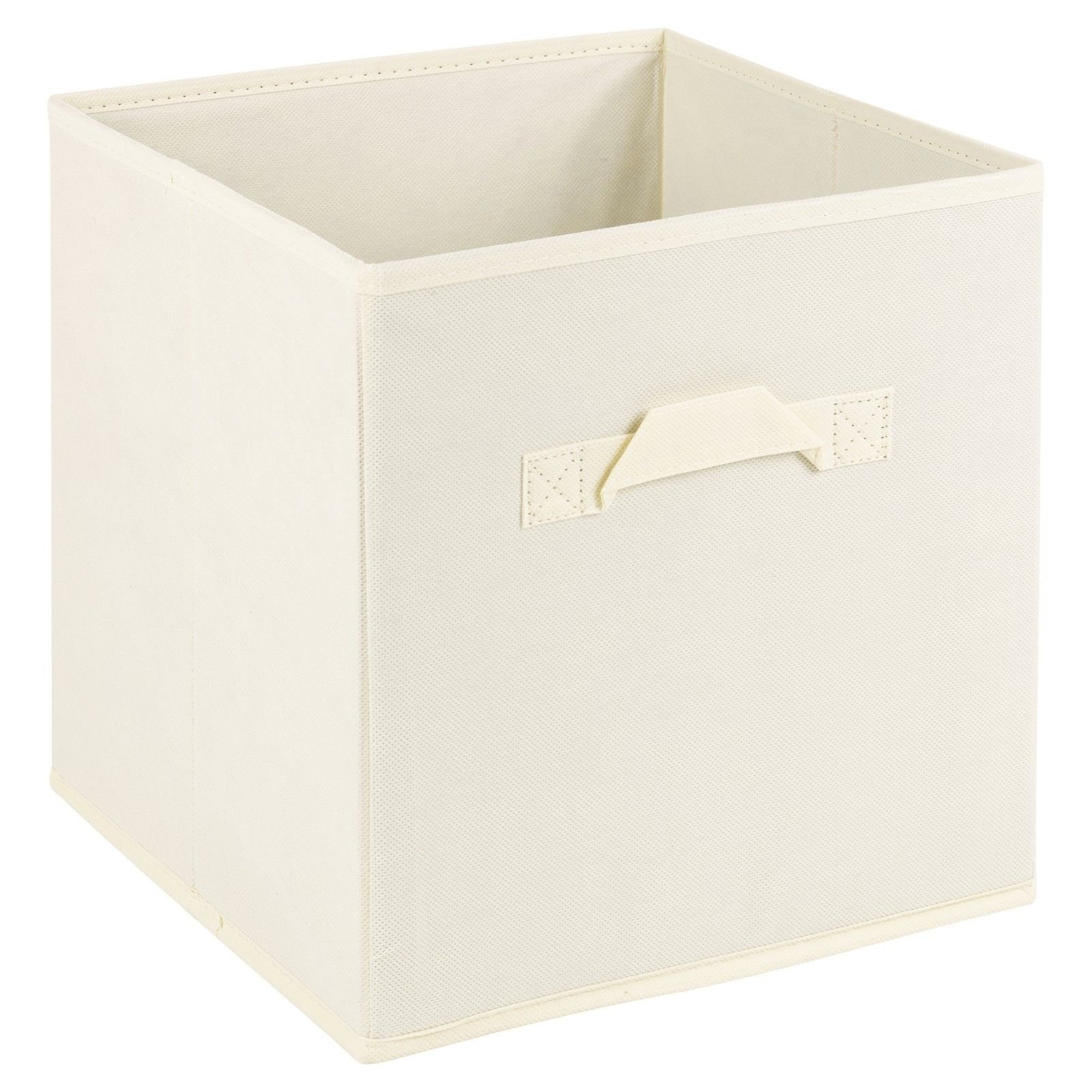 URBNLIVING Collapsible Storage Cube Drawer Box with Carry Handles (Cream - Medium)