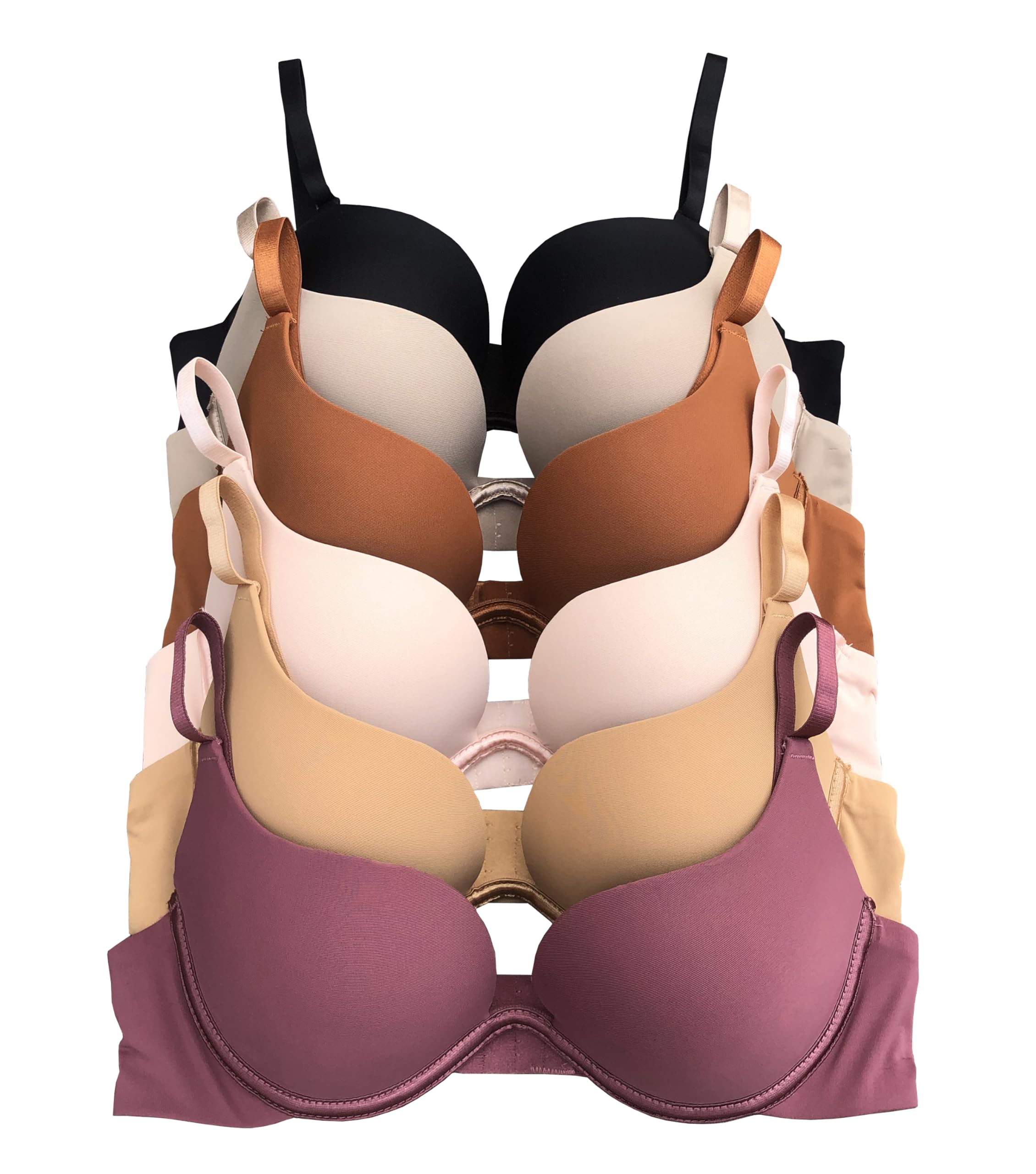 Viola's Secret 6 Pack of Color Print T-Shirt Bras B Cup C Cup and D Cup