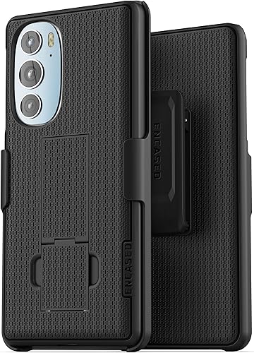 Miniatura 7 de Encased DuraClip - Funda para Motorola Edge Plus (2022) ultradelgada con soporte y clip de funda, color negro