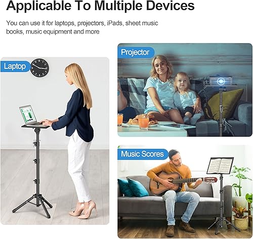 Miniatura 5 de Soporte para proyector, altura ajustable de 22 a 63 pulgadas, trípode para portátil y proyector, películas al aire libre