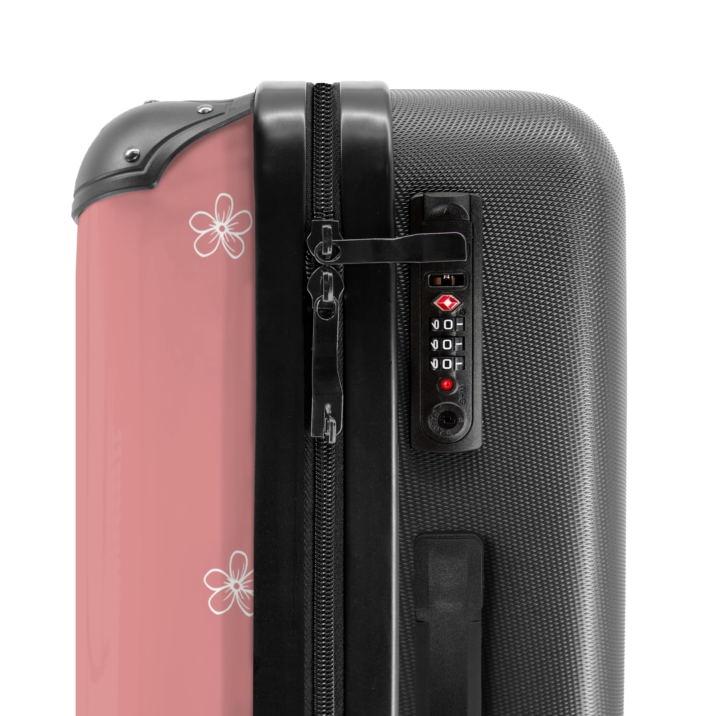 NoBoringSuitcases.com® Koffer Mittelgroß 67x43x25 cm Hartschalenkoffer L Trolley Rollkoffer 4 Rollen Leicht Hartschale 20kg Gepäck Rosa - Blumen