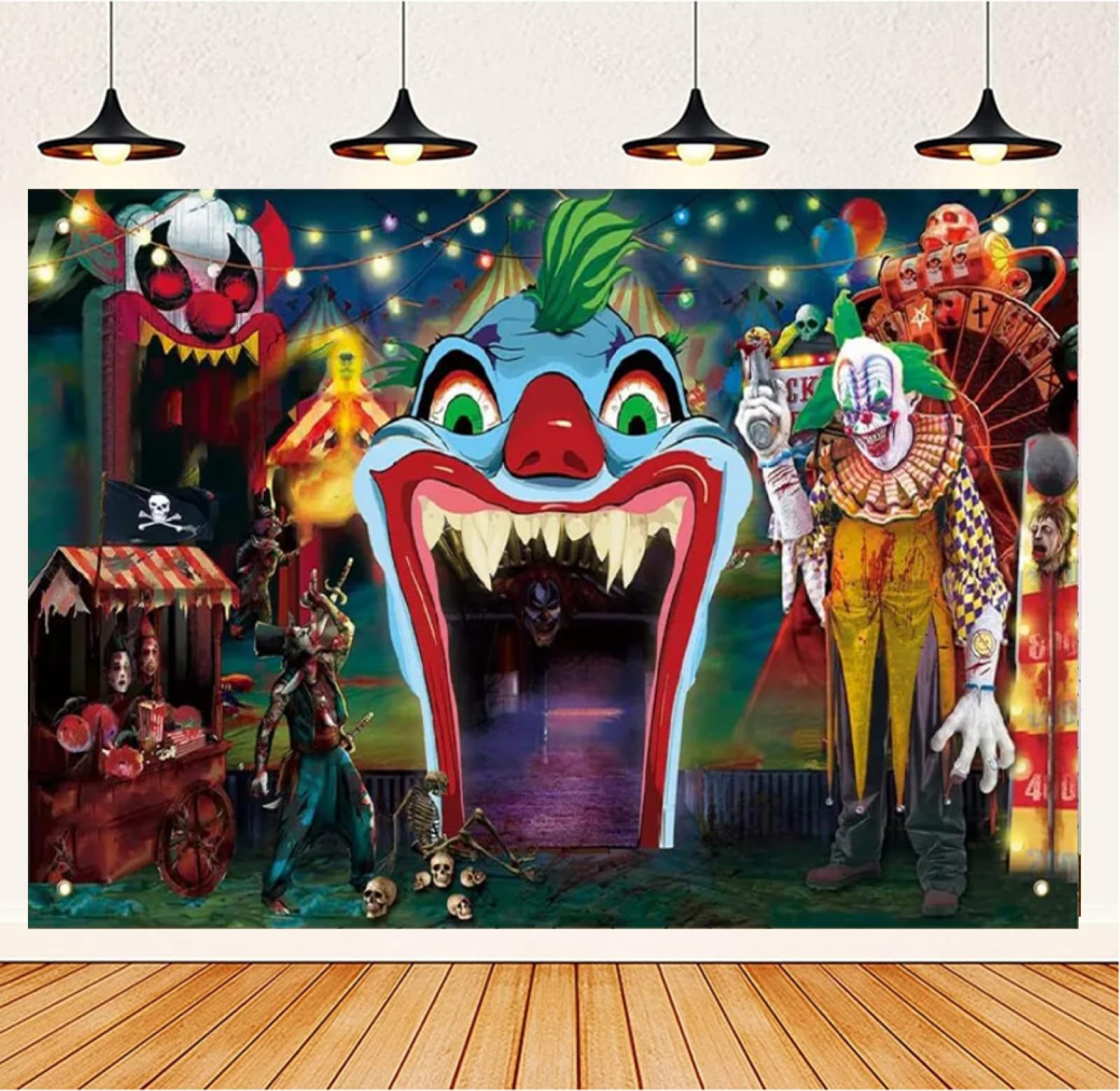 Fond de studio Halloween cirque effrayant pour shooting photo de buffet horreur