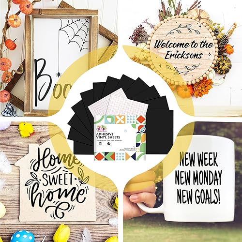 Miniatura 8 de UCEC Papel de vinilo extraíble negro, hojas de vinilo inteligentes de 13 x 12 pulgadas, color negro brillante, compatibles con Cricut Maker 3Maker