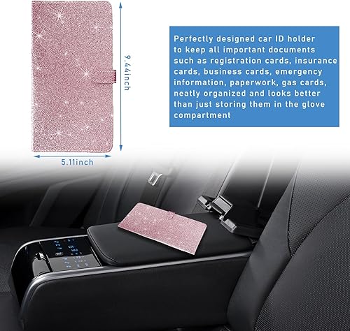 Miniatura 2 de Soporte para registro y seguro de automóvil, organizador de documentos de tarjetas de automóvil de 9.4 x 5.1 pulgadas, con cierre magnético,