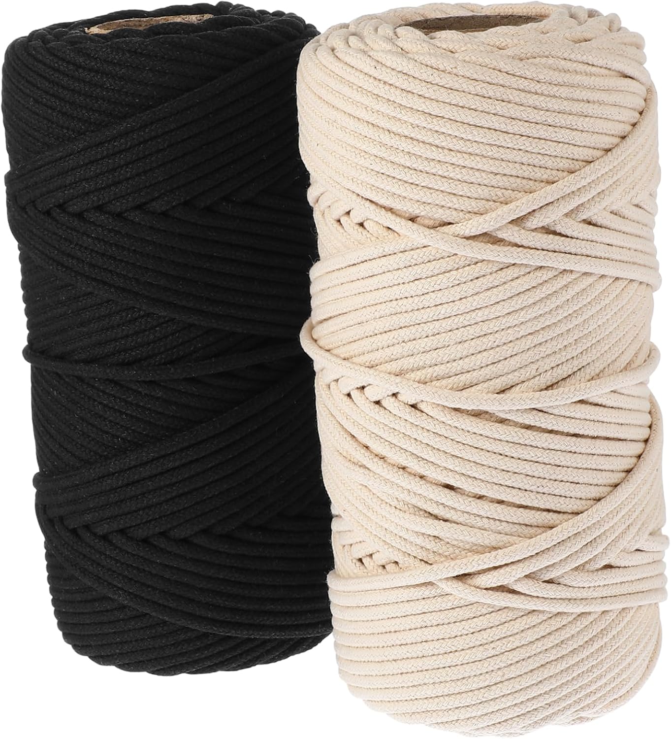 jojofuny Natural Cotton Cord for Macrame Craft 2 Rolls of 100% Cotton Rope for DIY Decorations 100 Yards Each Soft and Sturdy for Weaving and Knitting Projects