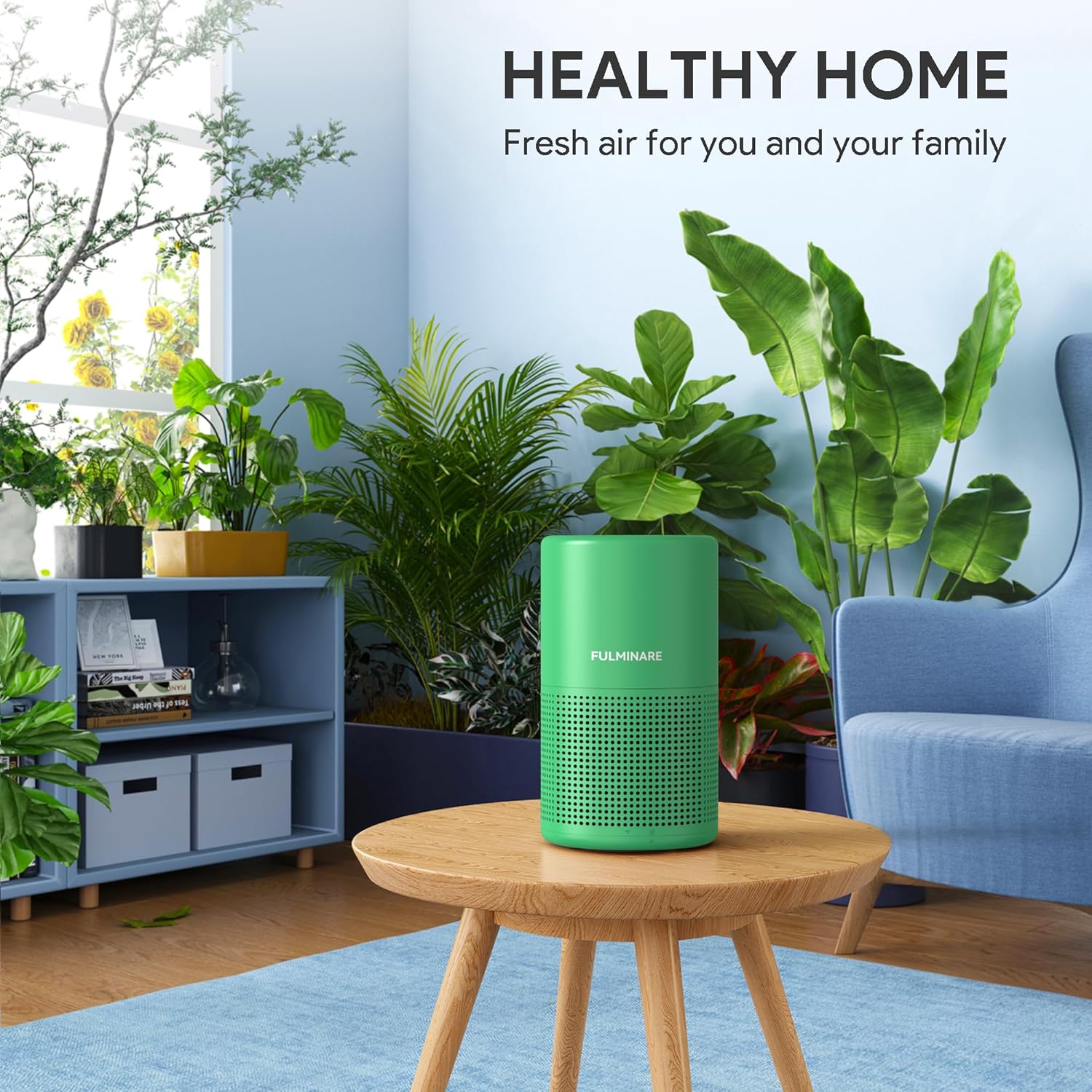 FULMINARE Air Purifiers for Home Bedroom H13 HEPA Air Purifier, 3 Speeds, Timer, 24dB, Small Mini Air Purifier with Night Light, Mint Green