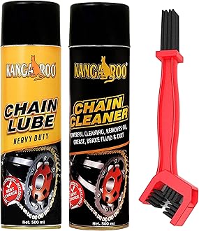 KANGAROO Chain Lubricant Spray & Chain Cleaner Kit (500ml Each) + Cleaning Brush | Bike, Motorcycle, Bicycle Maintenance Kit | Anti-Rust, Dirt Removal & Smooth Ride Solution | All-Weather Protection
