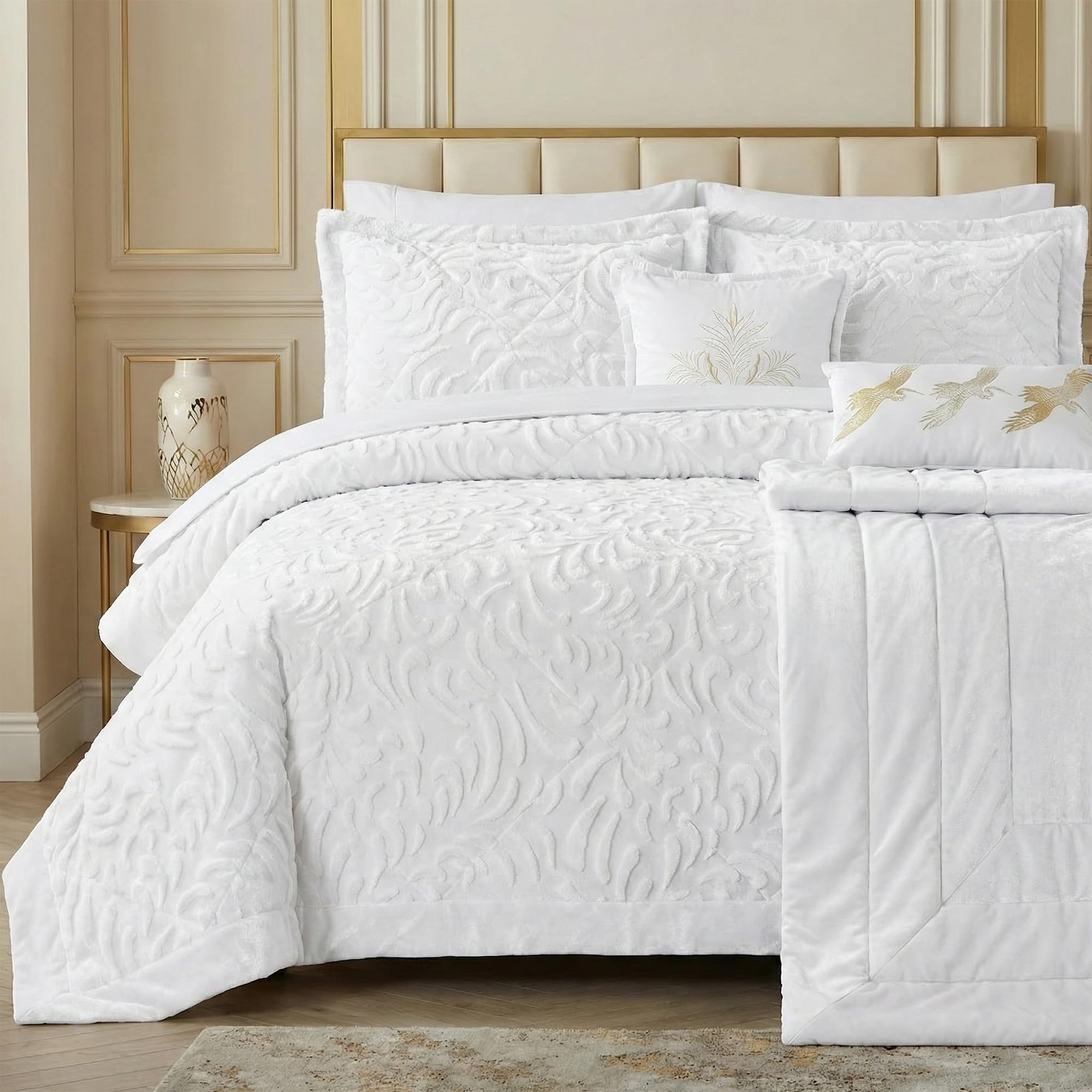 Fit Even Quilt Luxora Bedspread 3 Piece Set – Coverless Quilted Diamond Pattern Bedspread, Comforter Throw, Summer and All-Season Lightweight Bedding Sets, with 2 Pillow Sham (Double, White) — image 1