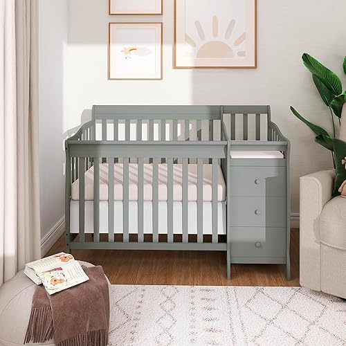 Miniatura 2 de Dream On Me Jayden - Mini cuna convertible 4 en 1 para bebé con cambiador y almacenamiento en Seagrass, madera de pino, GreenGuard Gold y JPMA