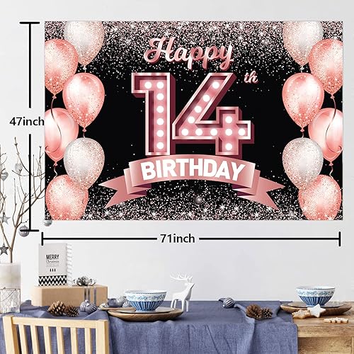 Vista 164 de Happy 21st Birthday Rose Gold Banner Backdrop Cheers to 21 Years Old Confetti Balloons Theme Decor Decorations for Women 21 Years Old Pink Birthday