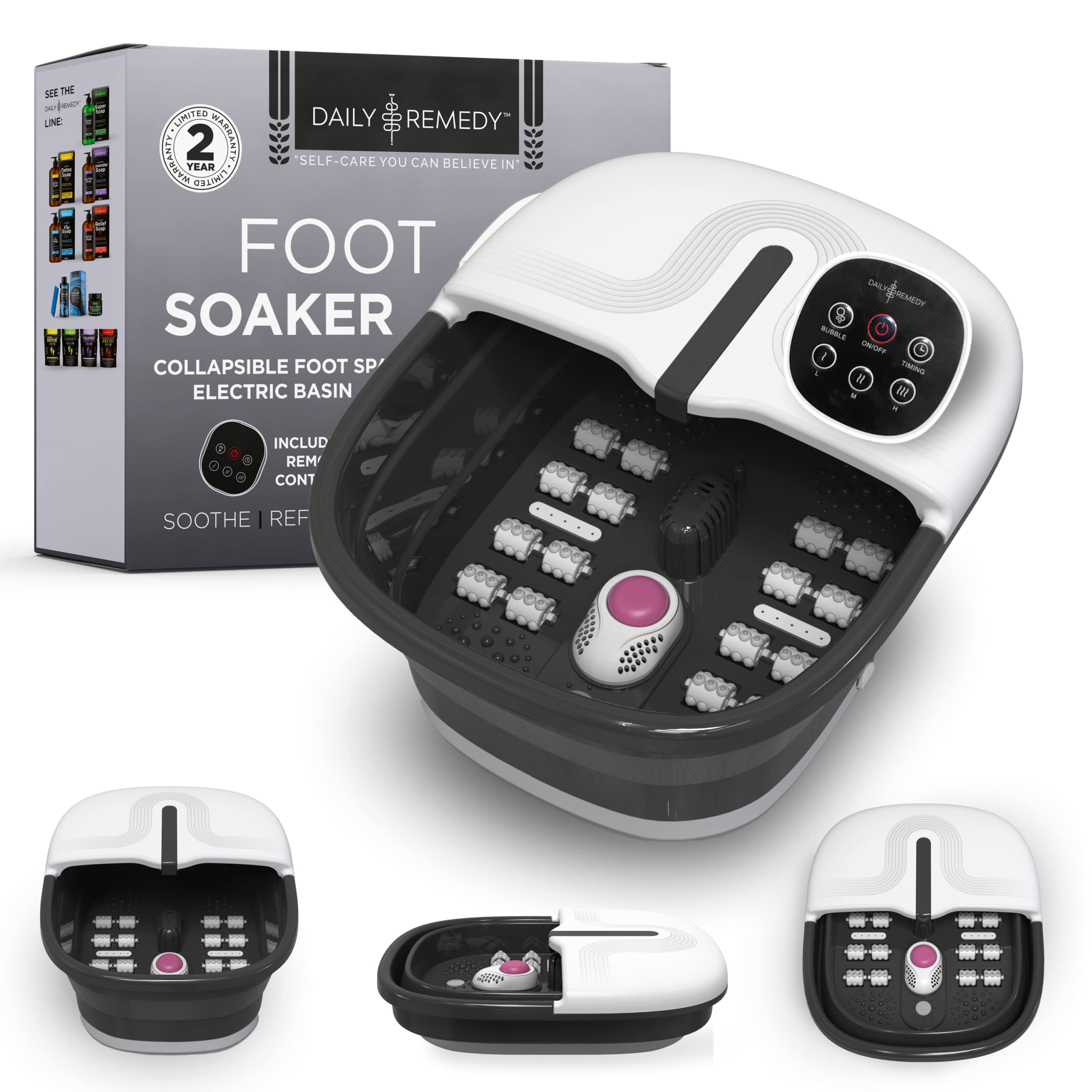 Buy DAILY REMEDY Collapsible Foot Bath Spa with Heat and Massage 3
