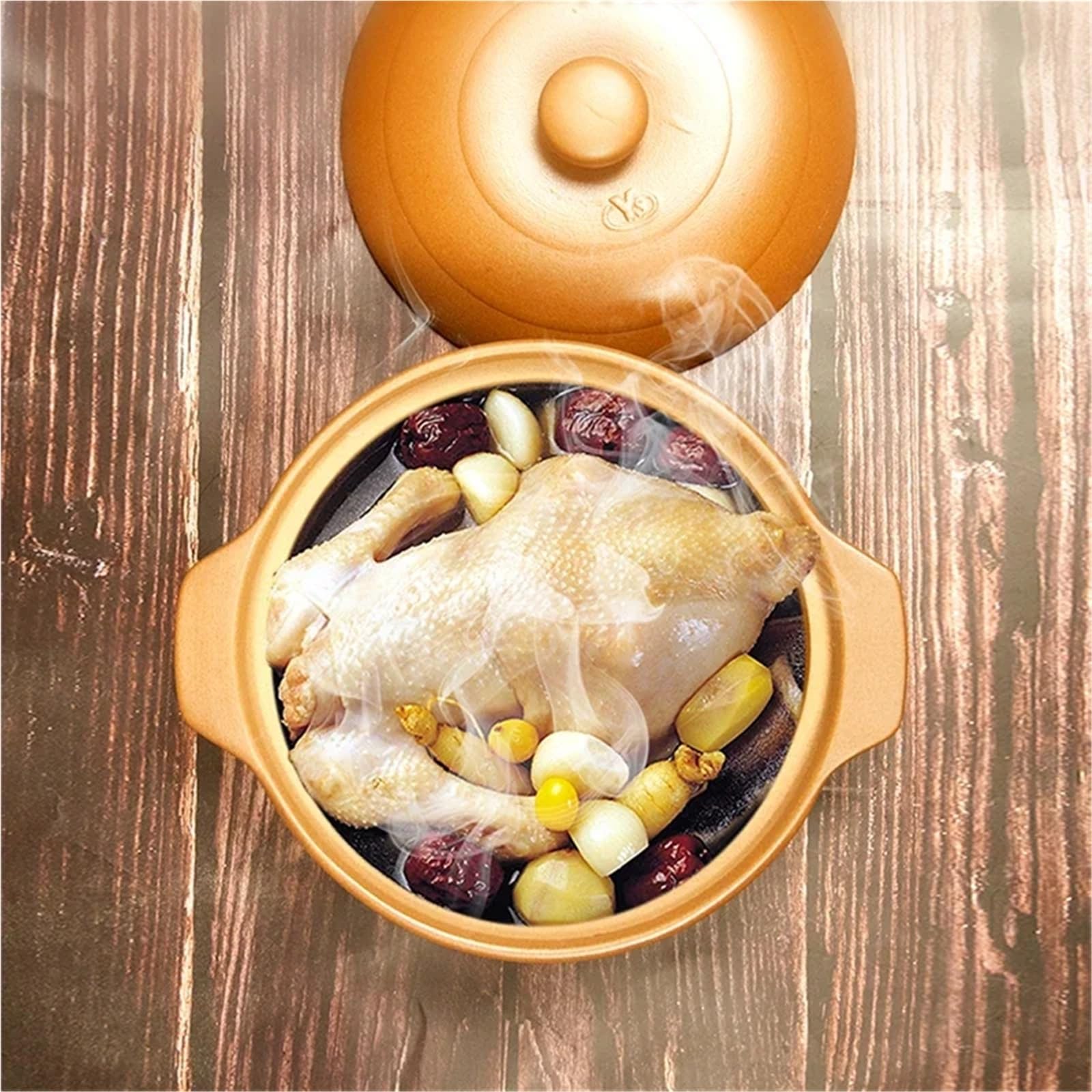 Casseruola, casseruole, pentole per Cucinare, pentole in Ceramica, pentole in Pietra, casseruole Non smaltate, pentola per zuppa (Un Colore, 20 cm)