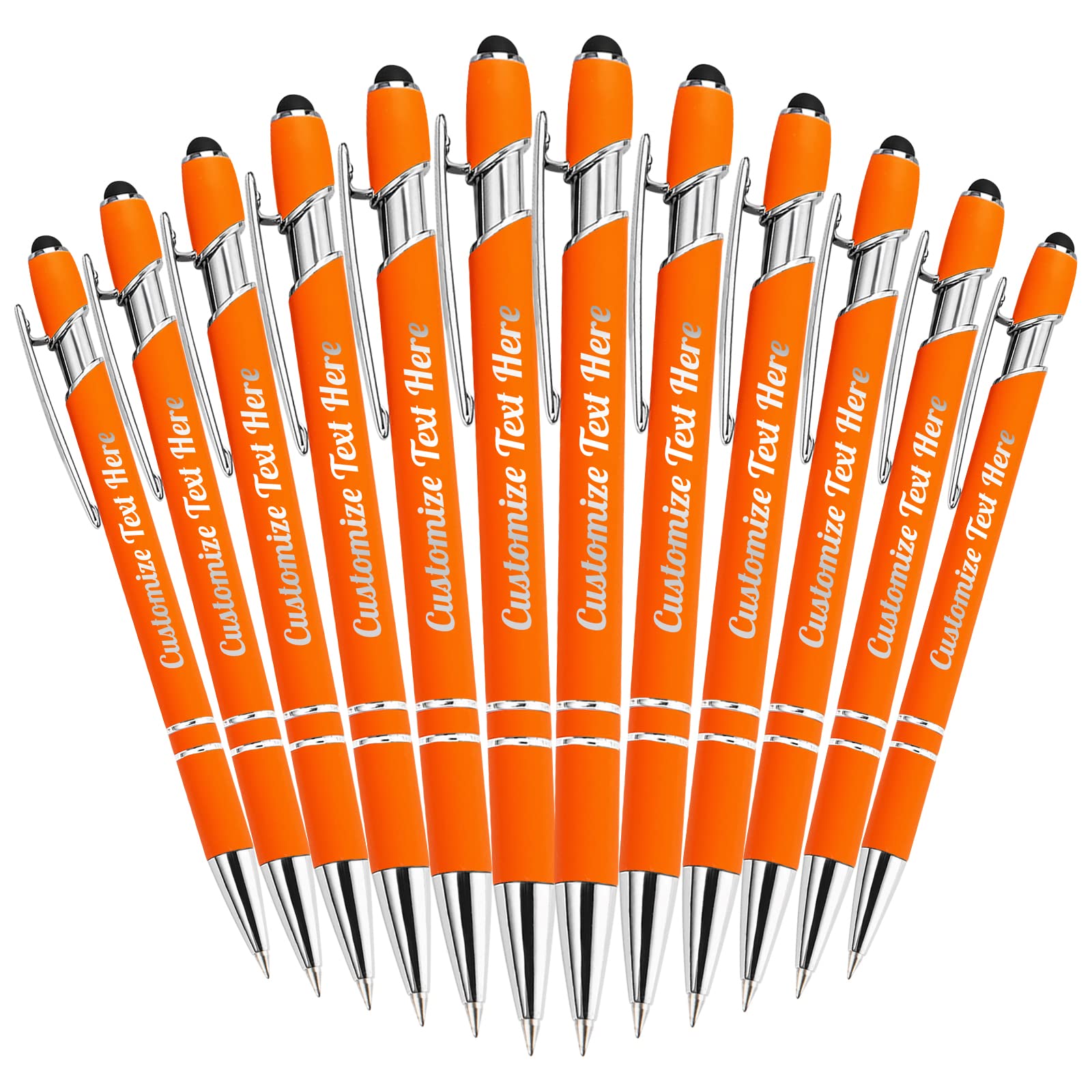 Up to 500 Personalized Pens Bulk Custom Ballpoint Pens with Business Name Message Logo, Customized Engraved Pens with Stylus for Birthdays