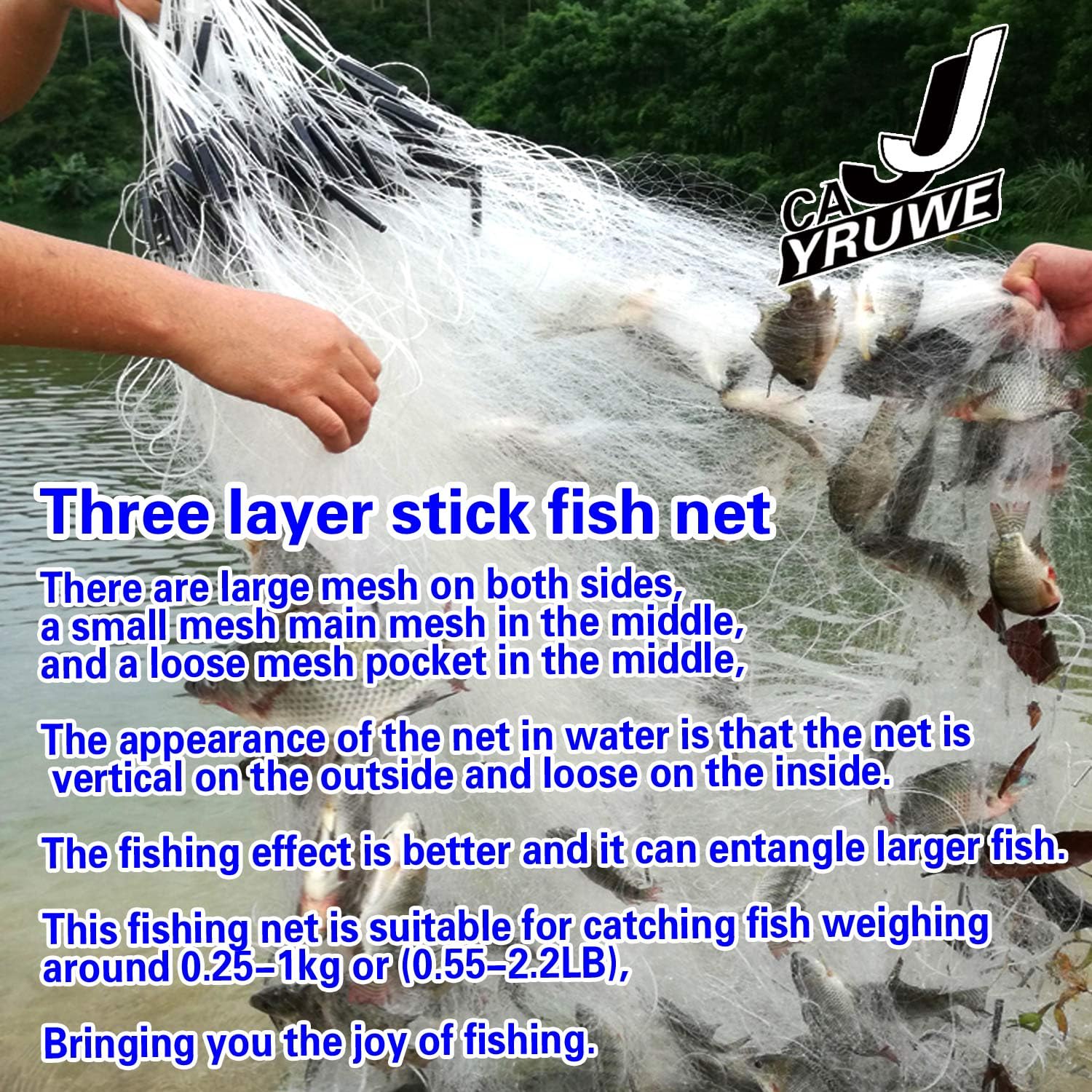 Folding Fish Sticky Net, 3-Layer Floating Fishing Net Automatically Trap 