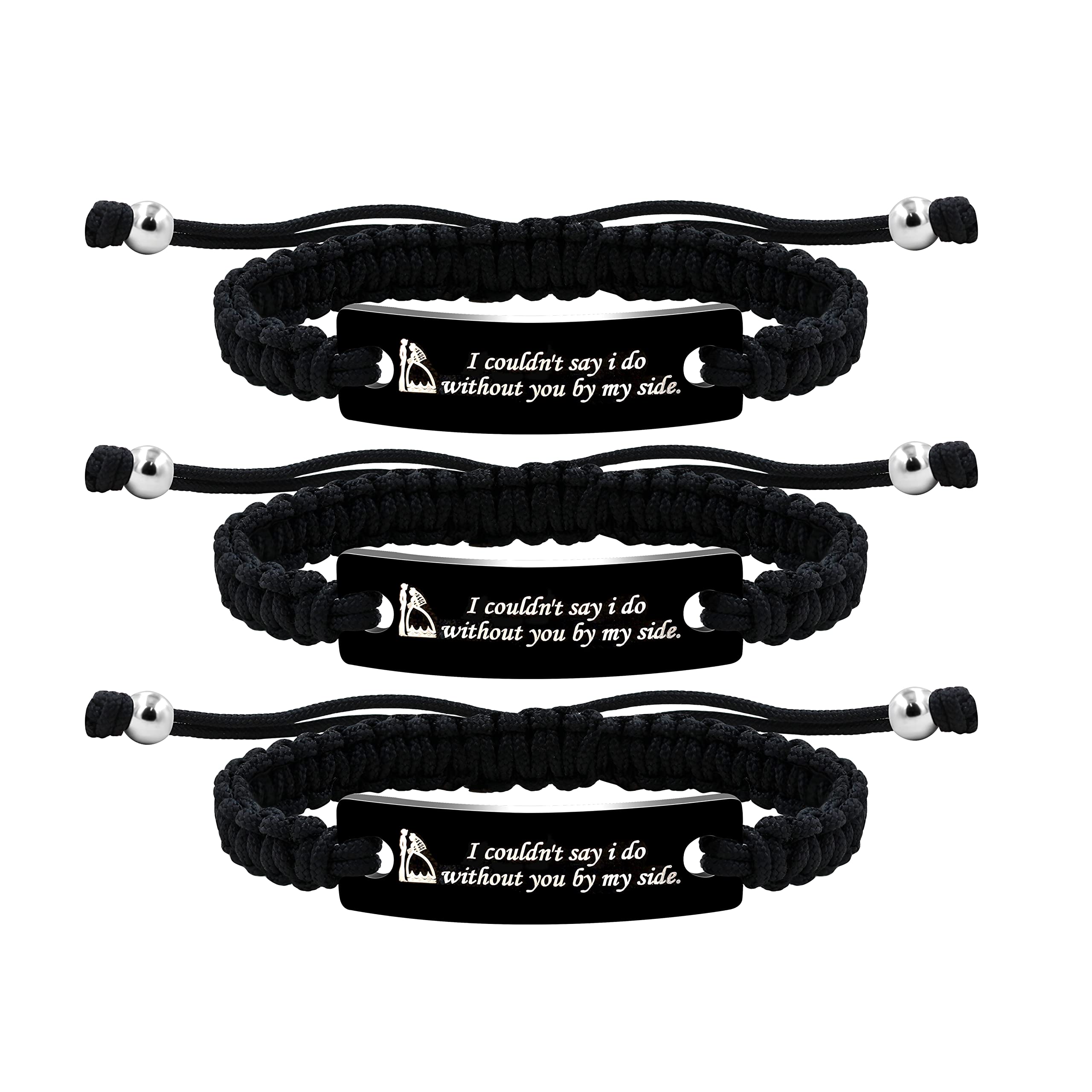 Uloveido 3pcs Braided Bracelets - I Couldn't Say I Do Without You By My Side, Bridesmaid Bracelets Wedding for Women Y2404-3pc