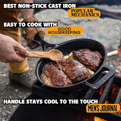Miniatura 4 de Stargazer - Sartén de hierro fundido de 10.5 pulgadas, fabricada en Estados Unidos, acabado antiadherente sazonado y suave, distribución uniforme