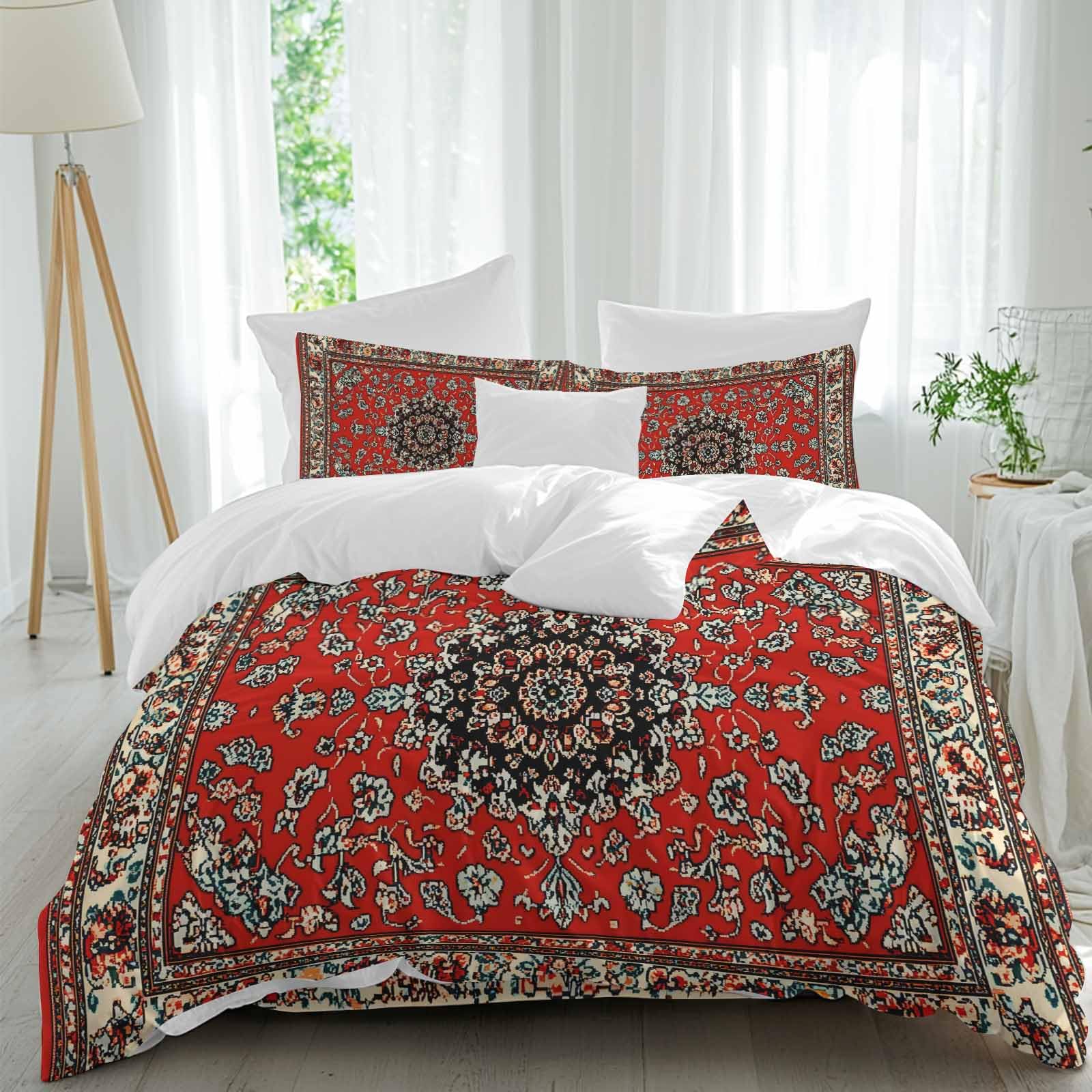 Abstract Red Duvet Cover Set Twin Size Microfiber Soft Comforter Quilt Duvet Patterned Bed Duvet Cover with Flat