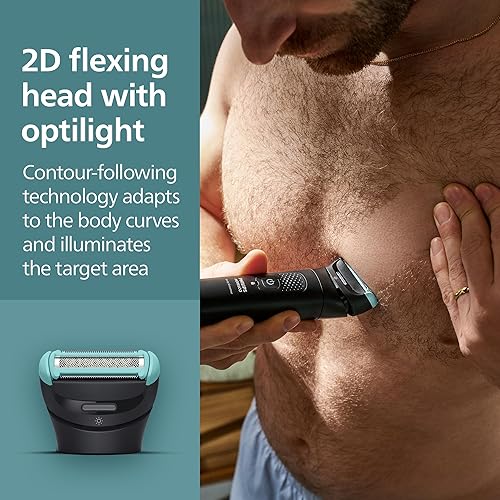 Miniatura 5 de Philips Norelco Body Groomer serie 7000, peluquero de cuerpo entero para hombre, cabezal flexible 2D que sigue el contorno, sistema de afeitado de