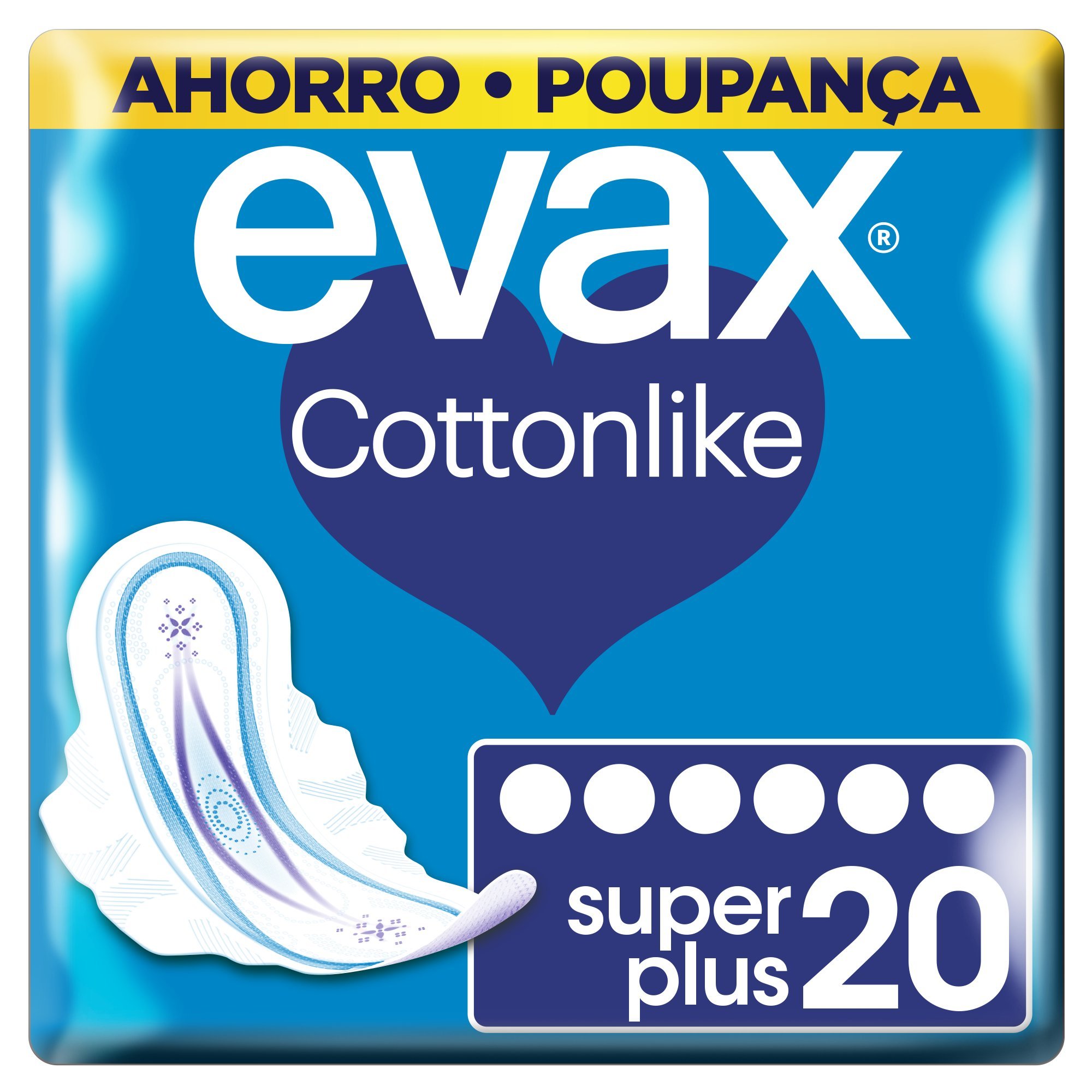 EVAXCOTTONLIKE Pack of 20 Sanitary Towels with Superplus Wings