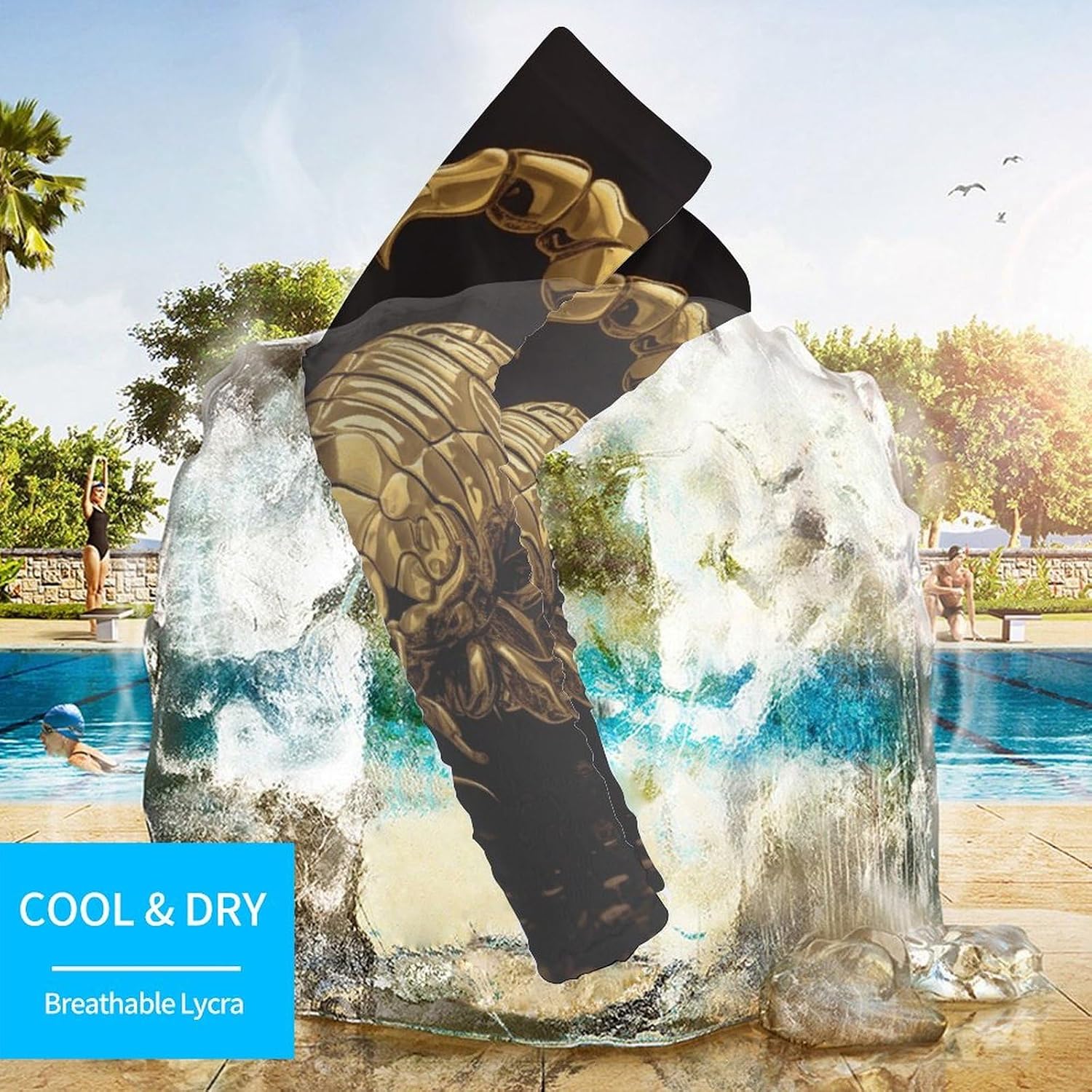 Gold Scorpion Arm Sleeves for Men Women Sun Protection Sleeves Cooling Compression Arm Covers for Sport