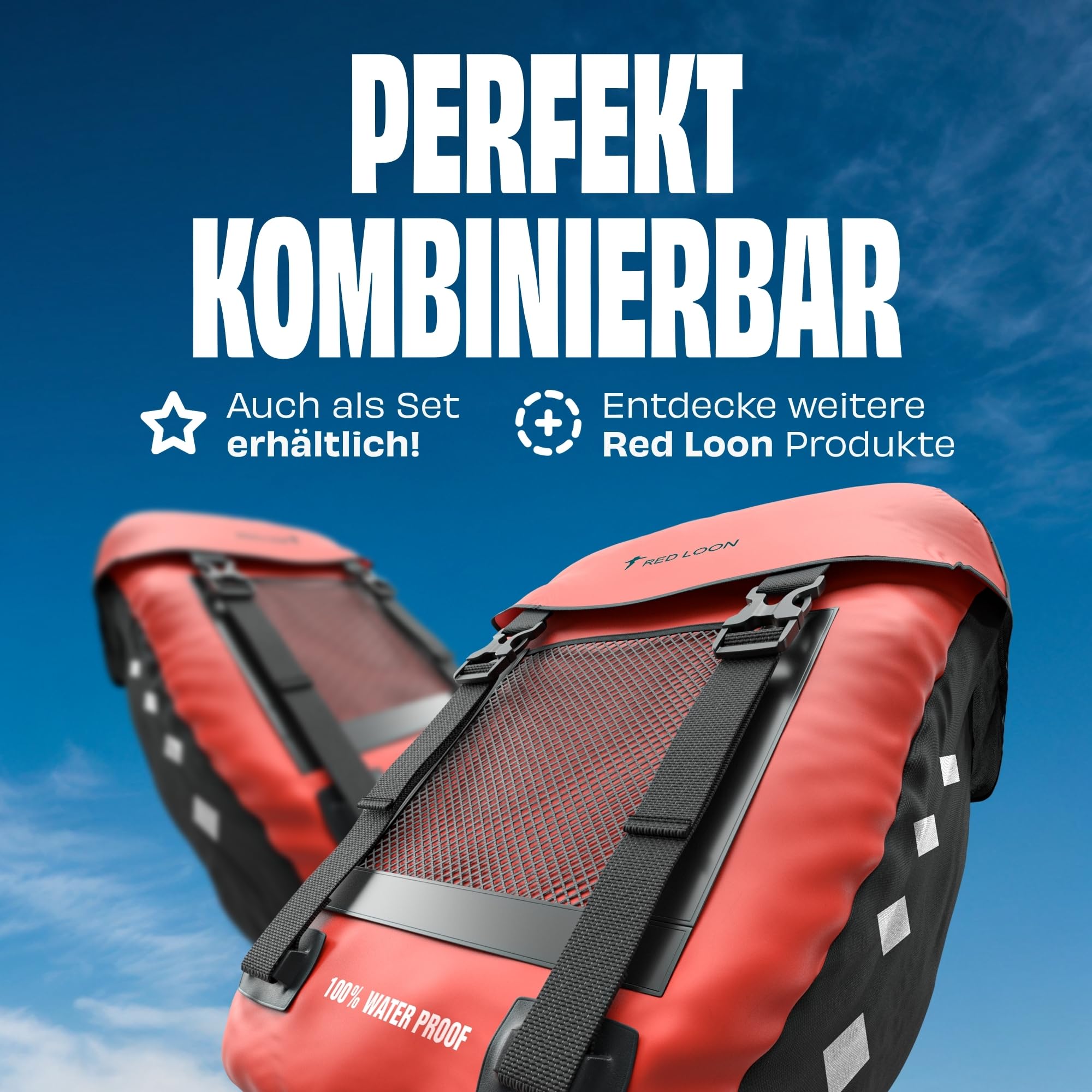 Red Loon wodoszczelna torba na bagażnik rowerowy trwała tylna torba na bagażnik rowerowy - torby na bagażnik rowerowy ebike - wodoodporna torba na bagażnik rowerowy E-Bike - czerwona