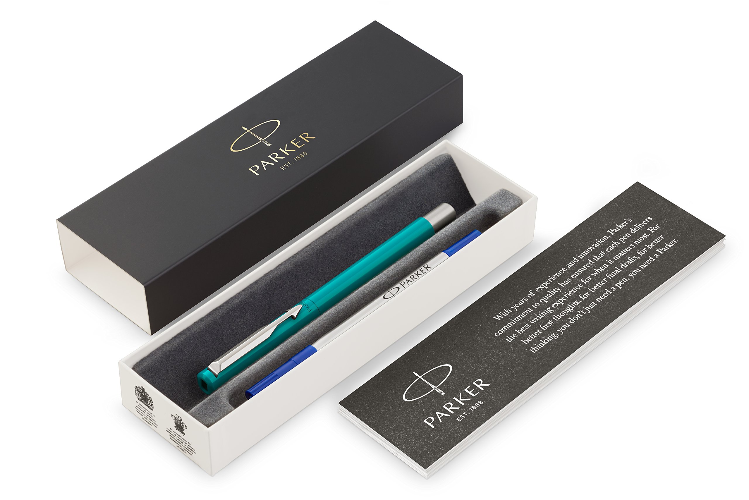 Penna A Sfera Parker Vector Standard &ndash; Tratto Medio, Inchiostro Blu, Fusto Rosso E Finitura In Acciaio Inox, Regalo Elegante