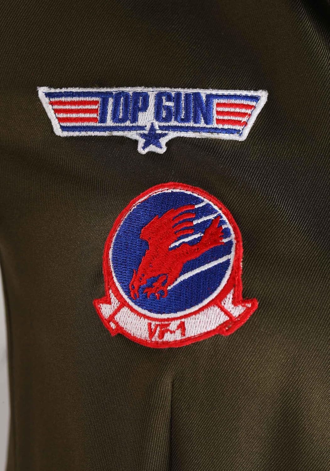 Women's Premium Top Gun Dress Costume | Adult Green Flight Suit Dress Halloween Costume - Image 6