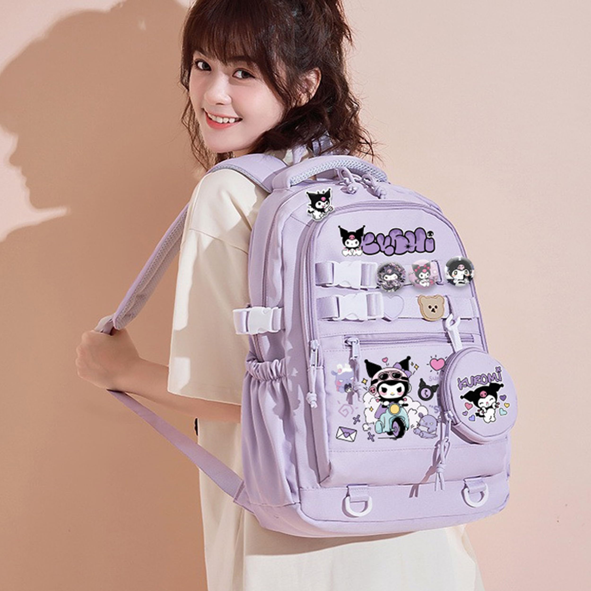 Roffatide Anime sac à dos avec mignonnes épingles anti-vol sac à dos pour ordinateur portable voyage randonnée sacs à dos cadeaux de nouveau semestre