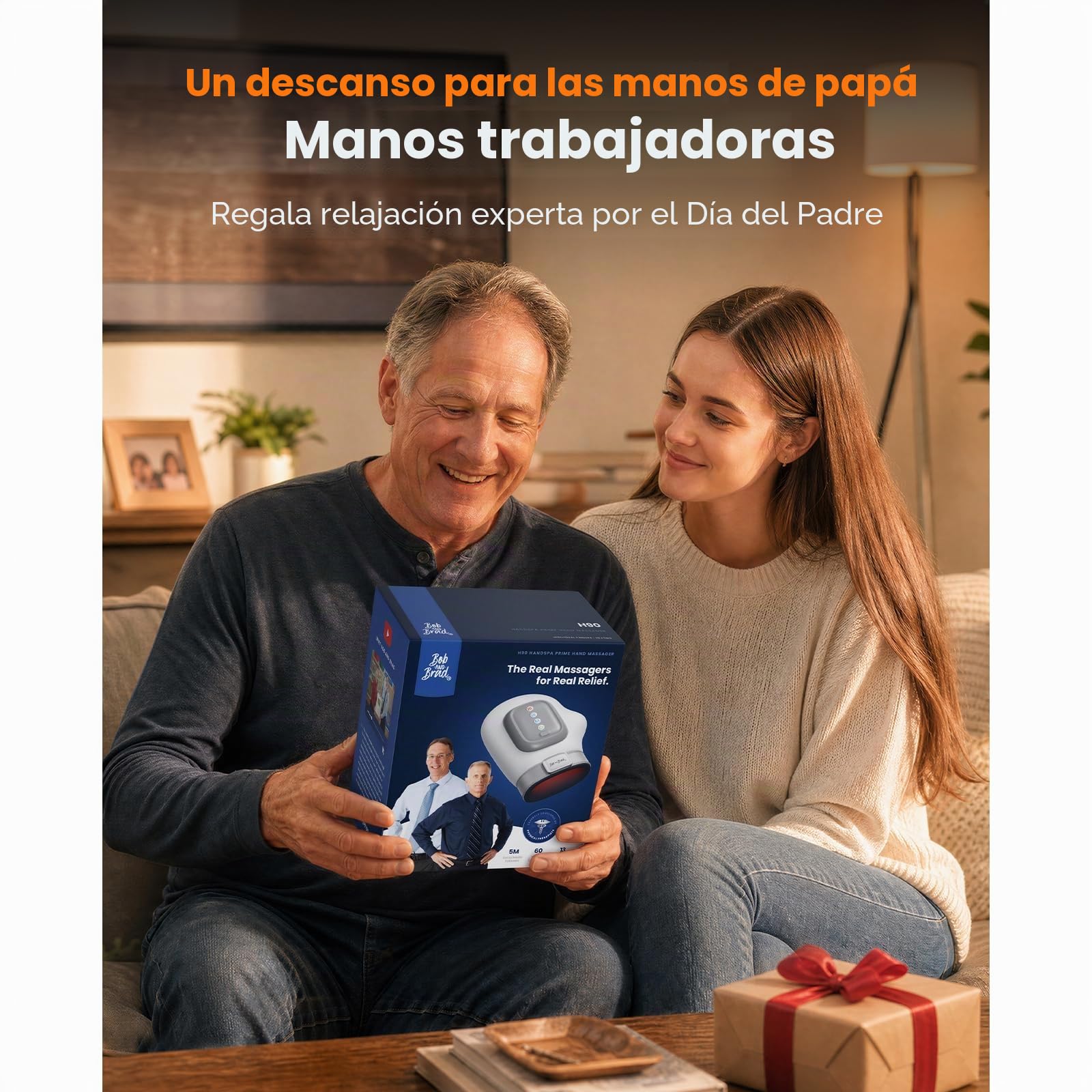 BOB AND BRAD Masajeador de Manos con Compresión y Calor, Masajeador Eléctrico Inalámbrico para Dedos y Palma, 5 Intensidades, Batería de Larga Duración, Regalo para hombres y mujeres