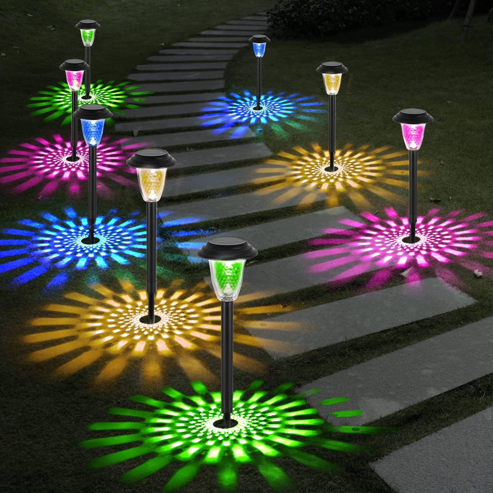 SKERITO 4 Pack Solar Lights Outdoor Garden, Solar Garden Lights with