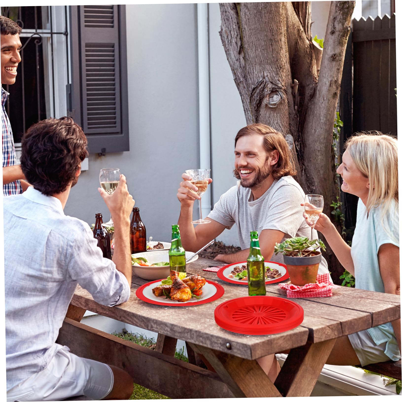 VANZACK 10Pcs Reusable Plastic BBQ Plate Holder for Picnics Parties and Outdoor Gatherings Deep Interior Design Prevents Sliding for Food Serving and Dining