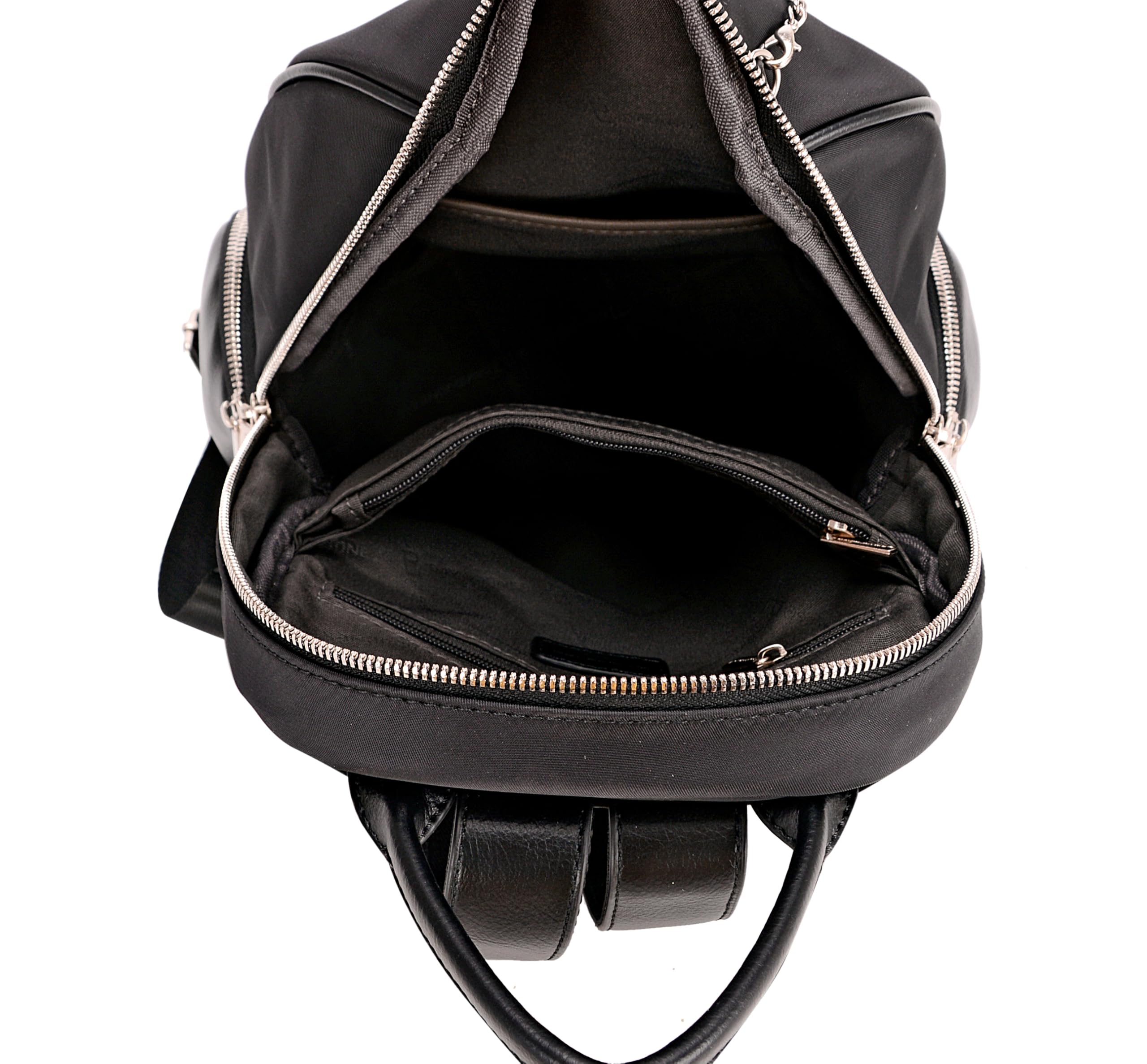 David Jones - Borsa Zainetto Piccolo Donna - Zaino Ragazza Nylon Impermeabile PU Pelle Morbida - Daypack Backpack Casual Elegante - Rucksack Borsetta Moda Carina Fashion Quotidiana - Nero