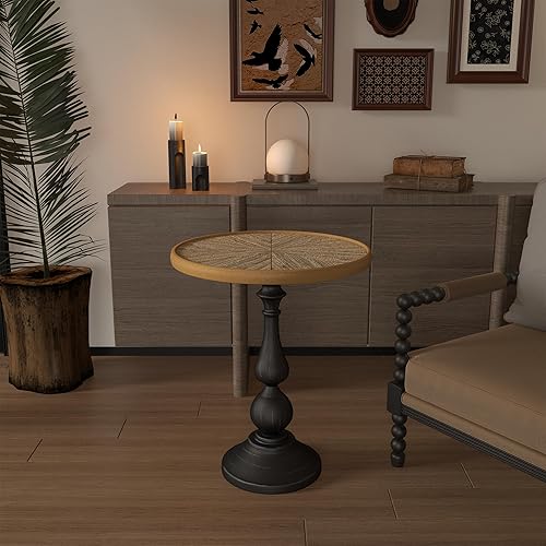 Miniatura 2 de Wooden End Tables Retro Side Table French Country Accent Coffee Side Table Modern Small Round Tea Table Pedestal Side End Table for Living Room