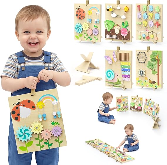BlueWood Baby Foam Climbing Blocks and Wooden Busy Board