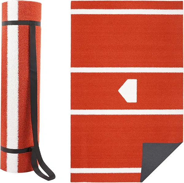 Baseball Batting Mat 6‘x4' Anti-Fade Baseball Hitting Mat Softball Training Matt with Home Plate Batters Box Turf Mat Outdoor Indoor Batting Stance Practice Matt, Clay
