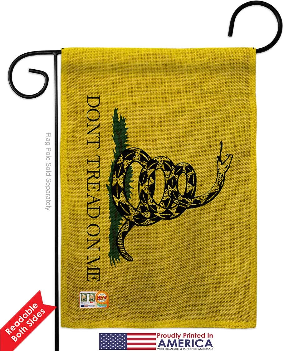 Gadsden Burlap Garden Flag Set Wall Hanger Americana US Historic July Memorial Veteran Independence United State American Small Decorative Gift Yard House Banner Double-Sided Made In USA 13 X 18.5