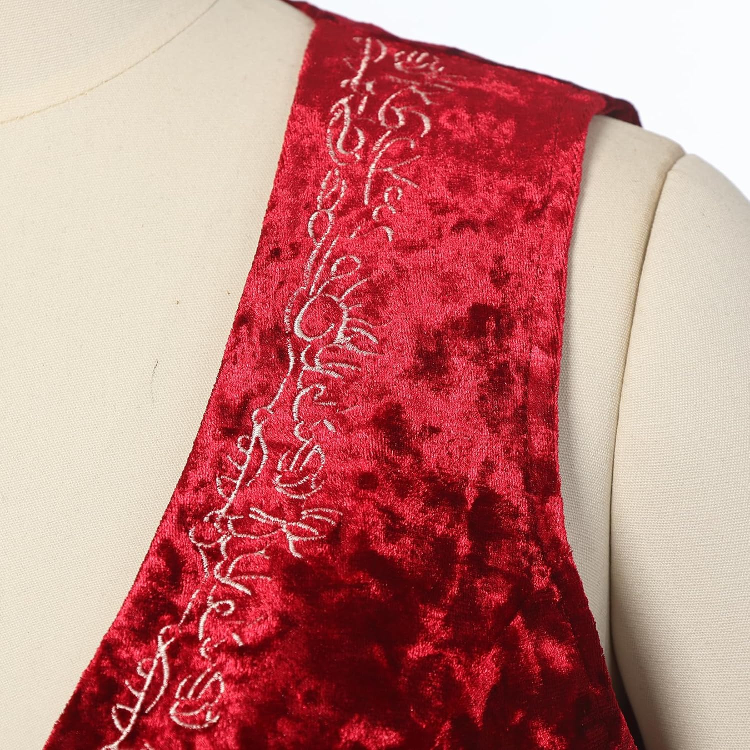 CAMDOM Victorian Steampunk Velvet Vest for Women Embroidered Vintage Gothic Waistcoat with Lace-Up Back