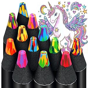 Lenski Stocking Stuffers for Teen Girls Kids, 4-12 Year Old Girl Boy Gifts, 12 Colors Jumbo Rainbow Pencils, Art Supplies for Adults Kids 9-12, Gifts for 3-12 Year Old Girl Boy