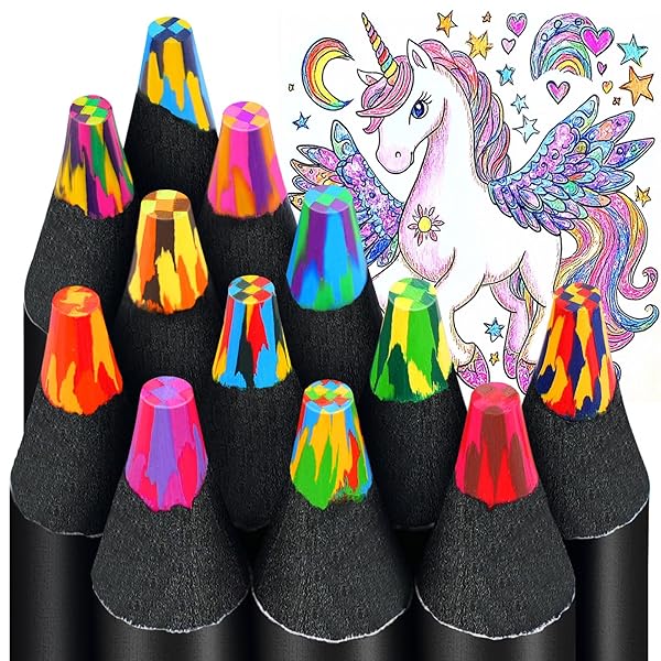 Lenski Stocking Stuffers for Teen Girls Kids, 4-12 Year Old Girl Boy Gifts, 12 Colors Jumbo Rainbow Pencils, Art Supplies for Adults Kids 9-12, Gifts for 3-12 Year Old Girl Boy